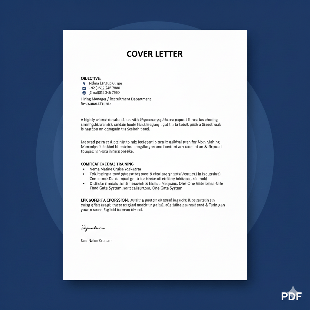 Contoh 'Cover Letter Surat Lamaran Kerja Kapal Pesiar