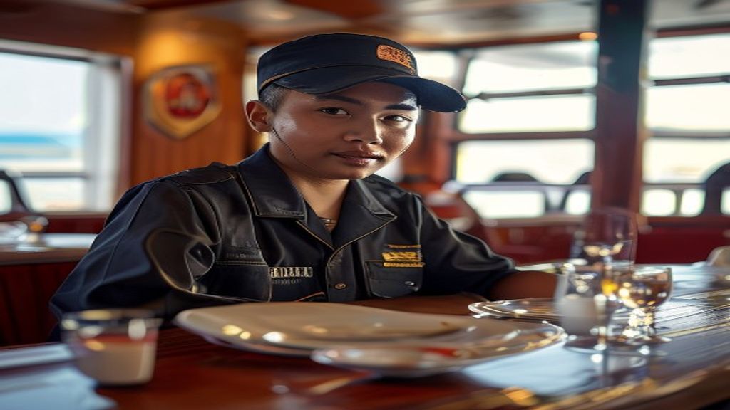 Foto kapal pesiar LPK Marine Cruise berlayar di perairan Indonesia, menampilkan layanan mewah dan destinasi tropis.