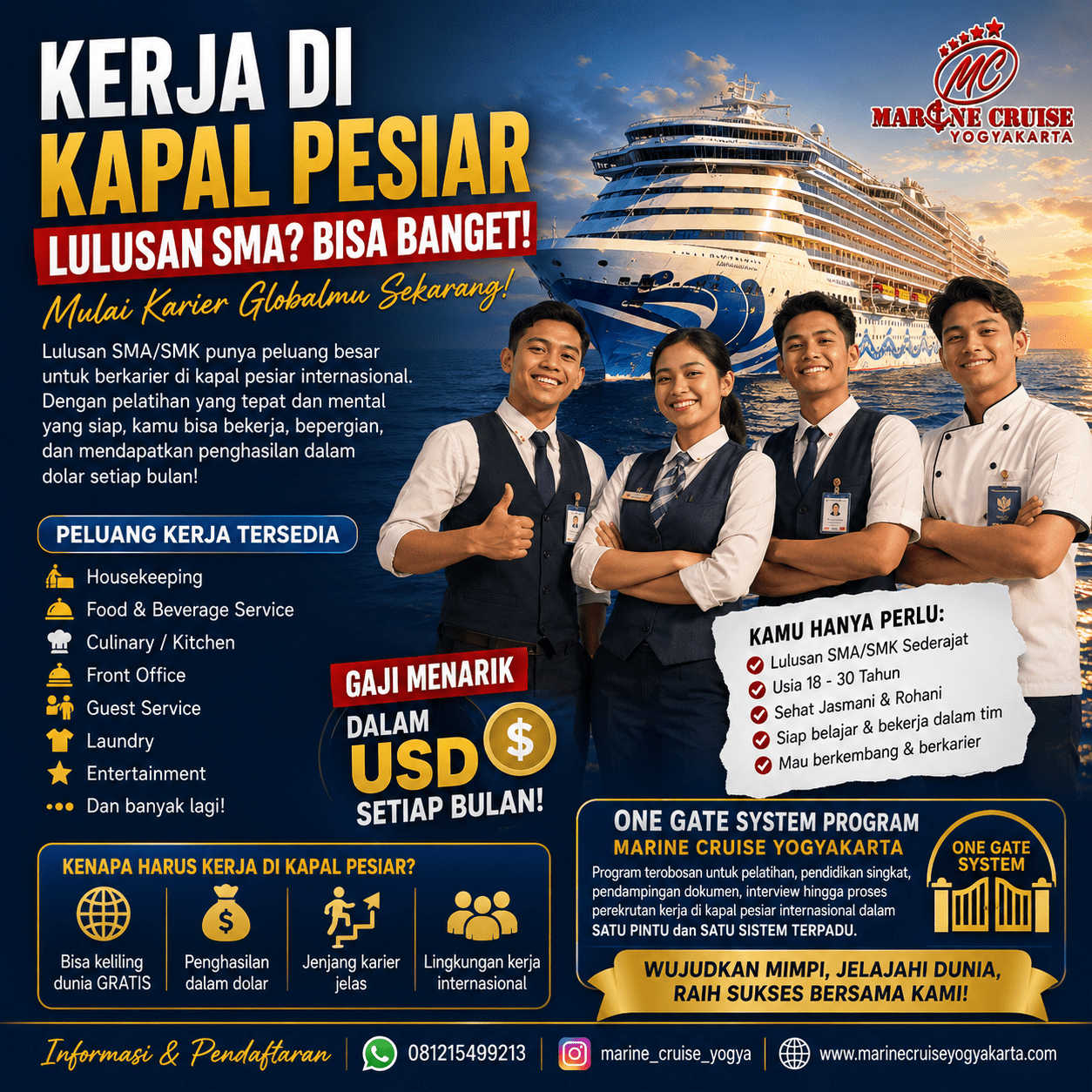 Dream Jadi Deckhand Cara Kerja di Kapal Pesiar Lulusan SMA