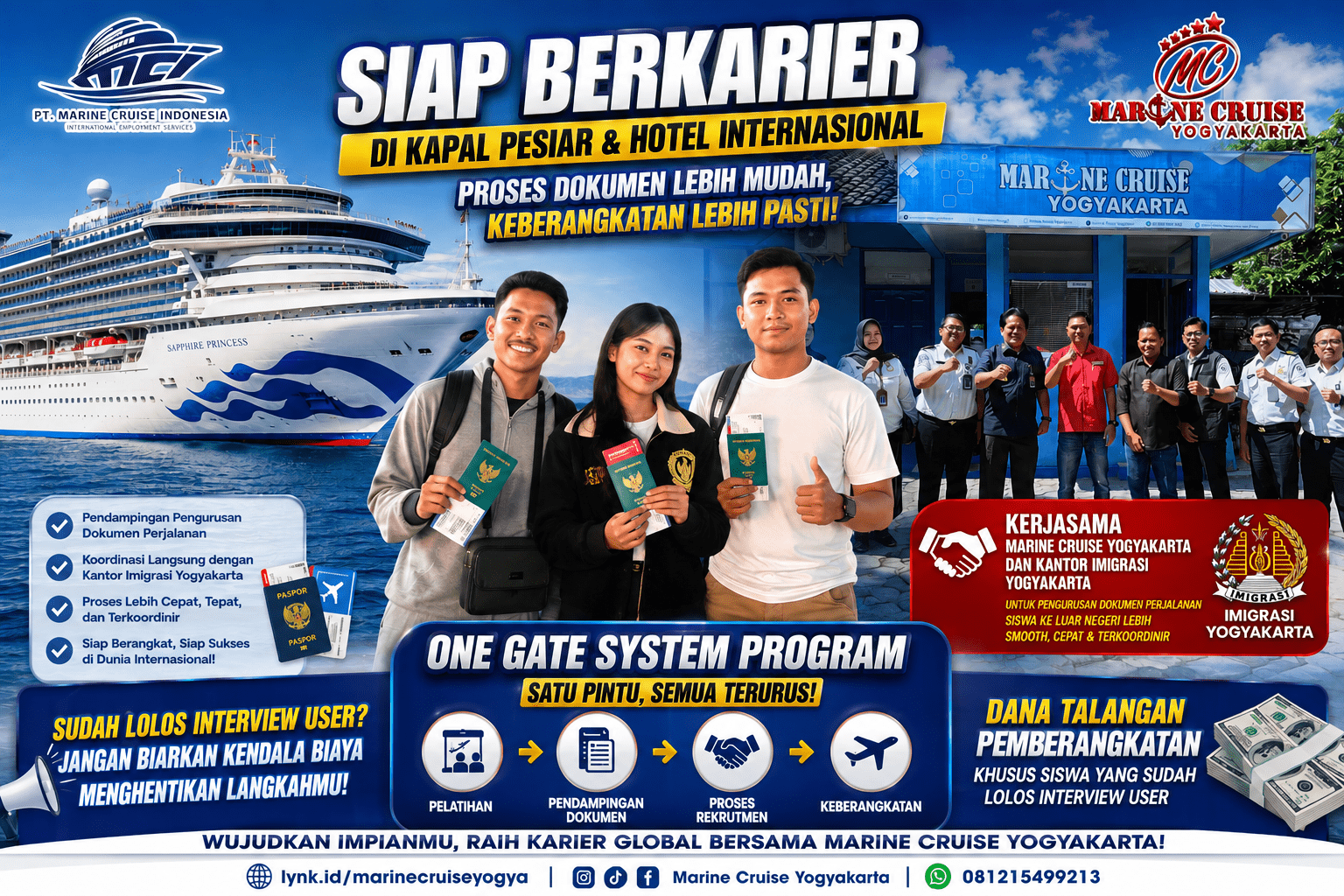 marine cruise dampingi pengurusan dokumen pemberangkatan